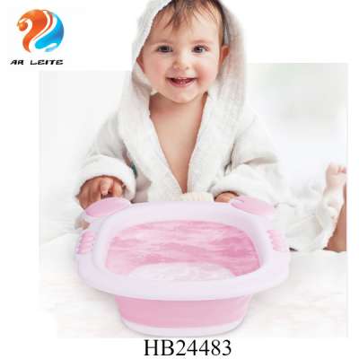 Hot sell easy to carry plastic portable folding kids wash hand basin collapsible basin baby washbasin indoor and outdoor