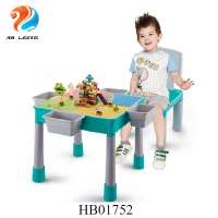 Intelligent kids early education learning toy compatible bricks building block desk for toddlers study table  with storage box