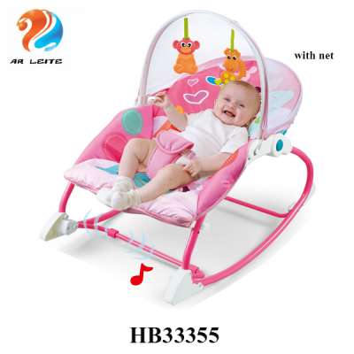 Newborn Toddler portable rocker ABS plastic baby rocking chair multifunction safe and non-toxic  baby bouncer chair with net