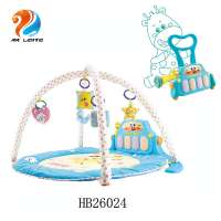 2020 Latest design 2 in 1 baby walker and round baby activity piano playmat kids kick & play piano gym