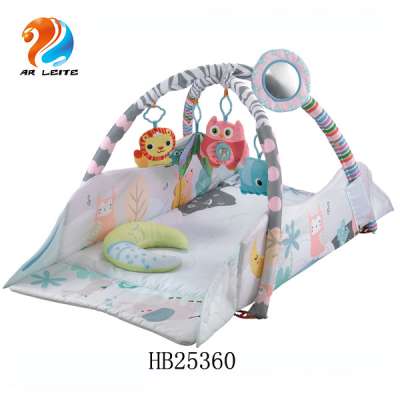 EN71 Hot sale new design comfortable cute animal toys baby playmat with fence baby activity gym mat and pillow