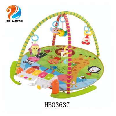 Good quality cute cartoon animal design electronic musical fitness frame musical piano carpet for baby