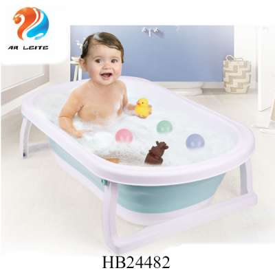 Hot sale New plastic space saver anti slip storage basin spa baby foldable standing tub baby shampoo bebe bathtub with bath toys